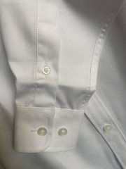 Young boys white Oxford button down collared uniform shirt slim S long sleeve