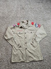 Vintage Boy Scouts Of America Shirt Boys Large Brown Official Uniform USA Made