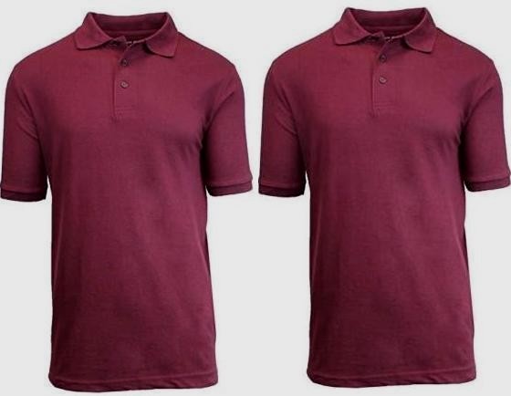 2-PACK Authentic by Galaxy Boys School Uniform, Short Sleeve Polo Shirt, Size 18