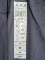 Austin Pleated Front Boys Navy Pants Size 16
