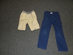 BOYS SIZE 7 NAVY BLUE PANTS & TAN KHAKI SHORTS **FREE SHIPPING**