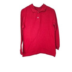 Kids Red Long Sleeve Polo Shirt Cotton Casual School Uniform Top Size L 10-12