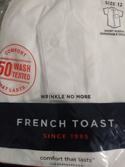 French Toast Big Boys Uniform White Dress Shirt Size 12 NWTS