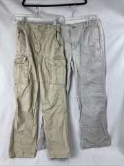 Cherokee Size 16 Cotton Boys Beige Pants Adjustable Waist Pockets – lot 2 styles