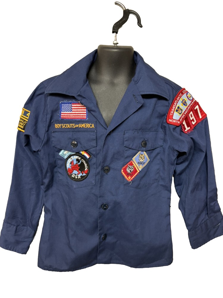 Boy Scouts Official Boys Shirt Size 8 Navy Blue Long Sleeve ButtonDown