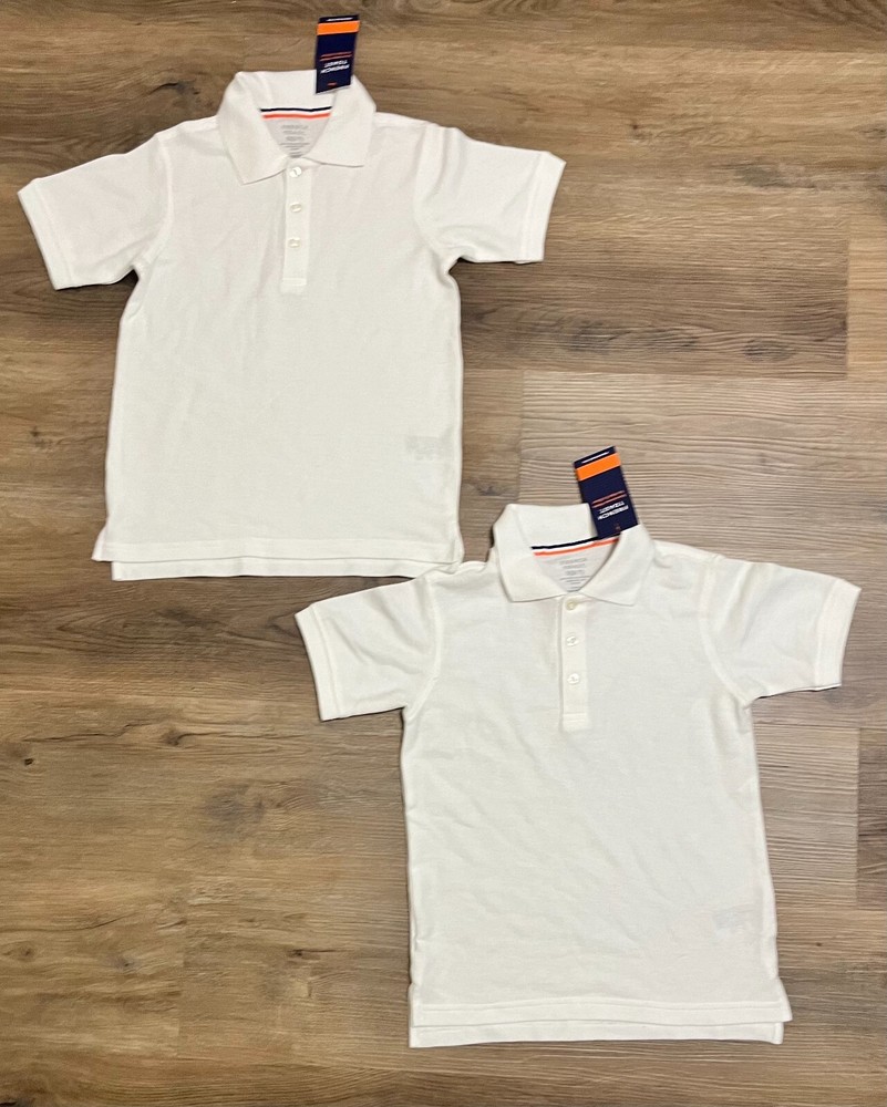 Lot of 2 Boys French Toast White Uniform Short Sleeve Polo Shirts Size 6/7