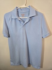 Cat & Jack Boys Uniform Polo Shirt Light Blue L (12/14) Husky Short Sleeve