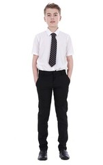 Boys ex BHS Slim Fit Skinny Grey Adjustable Waist Black School Trousers