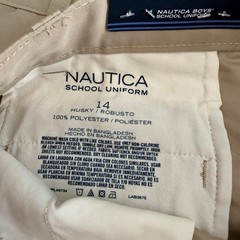 New 2 Pairs Nautica Shorts Boys 14H Husky Tan Khaki School Uniform Adj Waist
