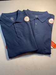 Lot Of 2 Wonder Nation L (42-44) Young Mens SS Polo Blue School Uniform
