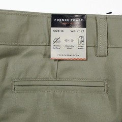 French Toast Boy’s Flat Front Adjustable Waist Long Pants (Khaki, 14, 27″ Waist)