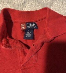 Boys Size 7/7X School Uniform Polo Shirts Short Sleeve, 4 Shirts, Navy & Red