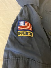 Vintage Boy Scouts of America Uniform Youth Shirt (L) Blue Sewn Patches