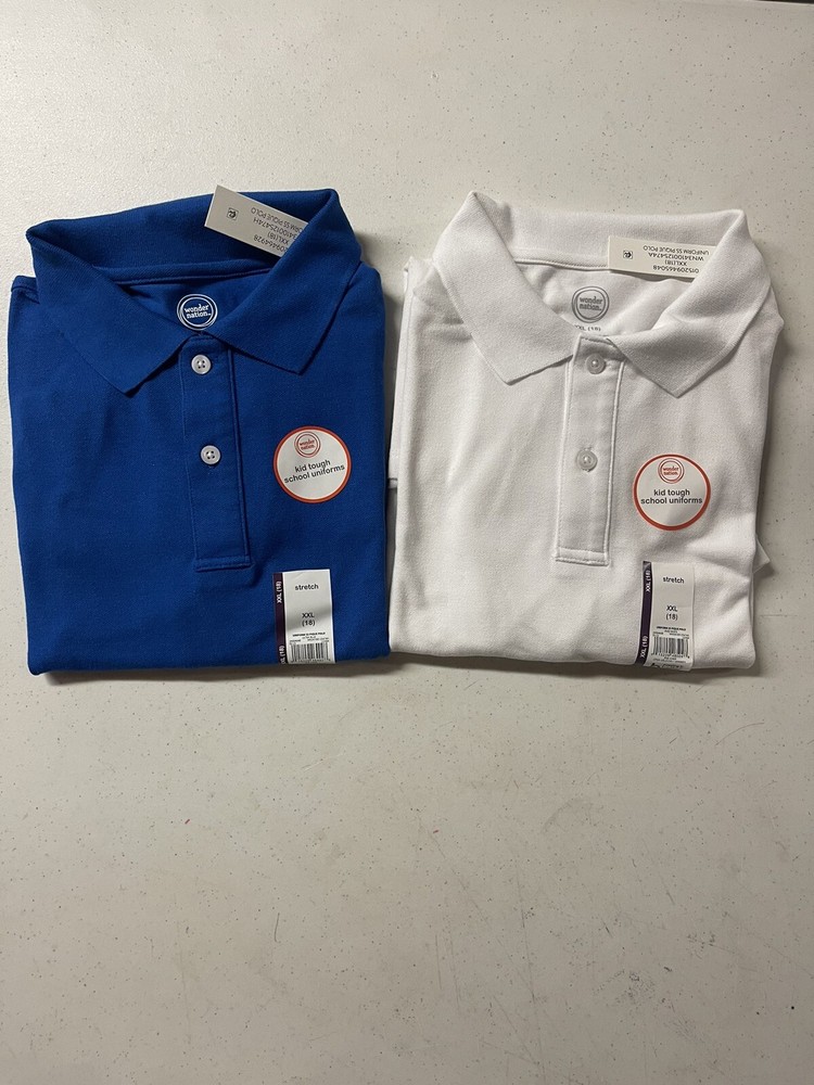 Lot Of 2 Wonder Nation Short Sleeve Uniform Pique Polo Unisex XXL New SKU A34