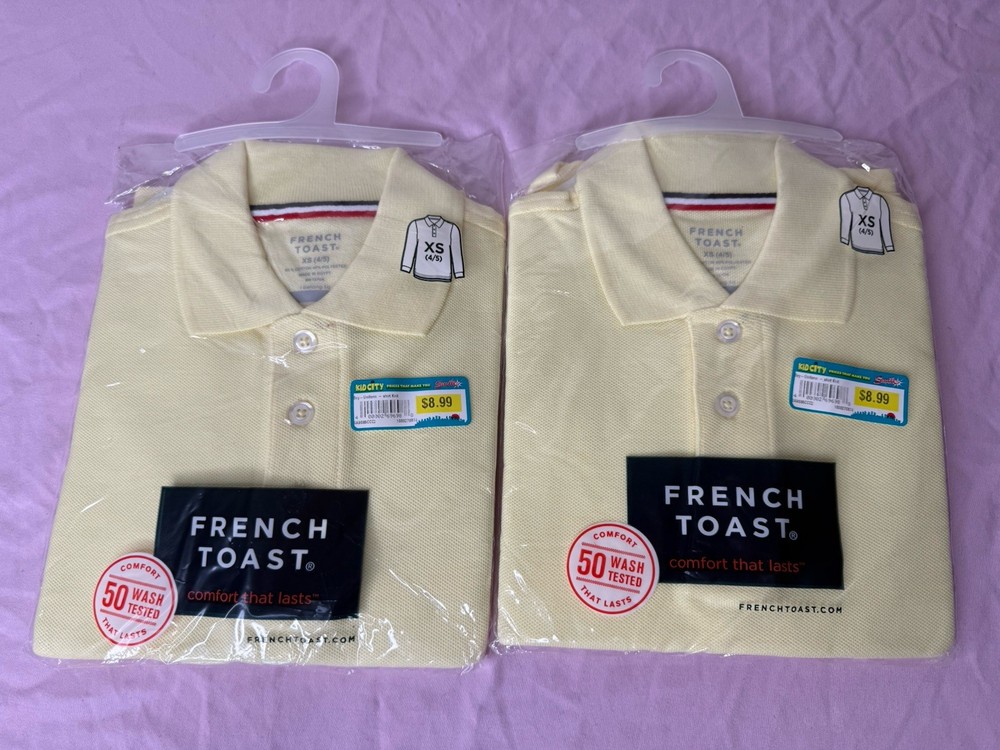 French Toast Boys Uniform Polo Shirt Long Sleeve Light Yellow XS (4/5)