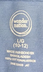 Wonder Nation Polo Shirt Boy’s Size L/G (10/12) 100% Cotton Used
