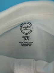 Wonder Nation Boys Size XS 4-5 Uniform Shirt Short Sleeve White New