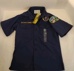 NWT Boy Scouts Of America Shirt Boys Youth S Blue Button Up Flag Uniform USA