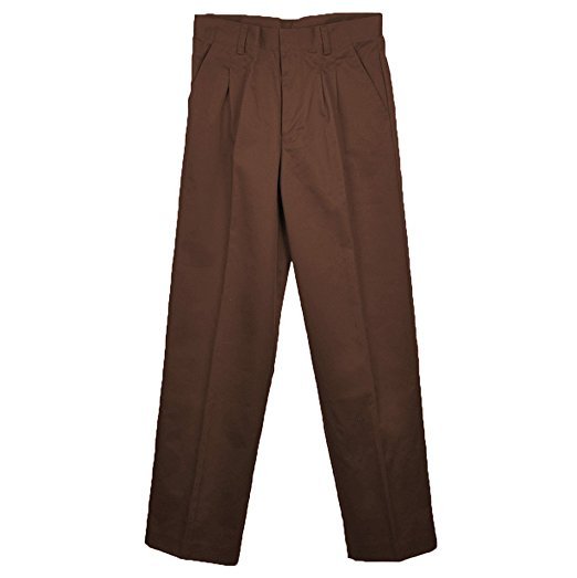 Toddler Brown Pants U688-BRN Pleated Pull On Universal Uniform Sizes 2T to 4T