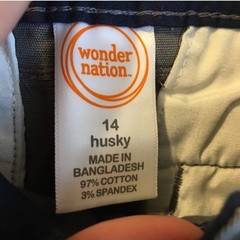 Wonder Nation Flat Front Gray back To School Uniform Boys Shorts, Size 14 Husky