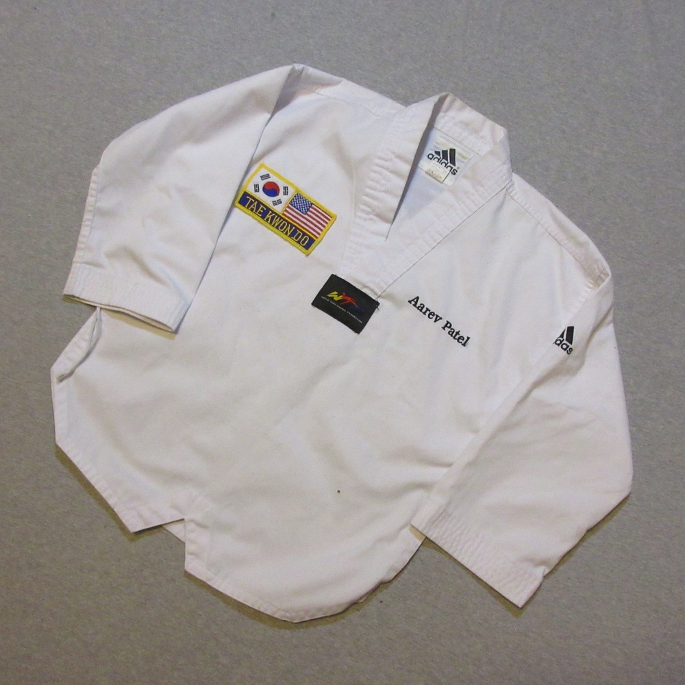 ADIDAS 130CM YOUTH KIDS TAE KWON DO CHAMPION FEDERATION KARATE GI UPPER UNIFORM