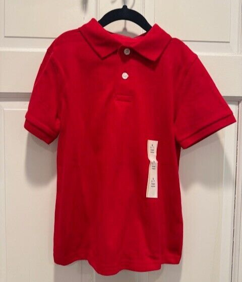 NEW Cat & Jack Red Collar Uniform Short Sleeve Polo (S 6/7)