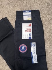 IZOD Boys Black Flat Front Uniform Pants Size 14 Stretch Twill