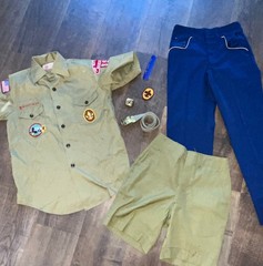 Vtg Cub Boy Scouts lot BSA Uniform Shirt Pants shorts belt patch clip Youth