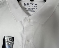 NWT Nautica School Uniform Performance White SS Polo, Big Boy’s XL 18/20 New