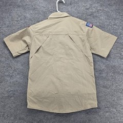 Boy Scouts Of America Shirt Youth M Beige Uniform Short Sleeve BSA Patches