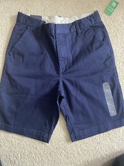 Gap Kids Size 14 Boys Shorts Navy Blue Cotton Dress Uniform Chino Flat Front NWT