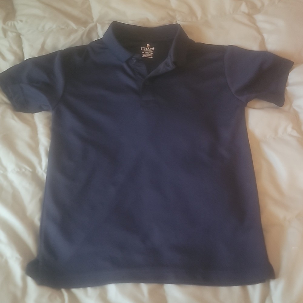 Chaps Boys Navy Blue Polo Shirt School Uniform M (10/12) Polyester Short Sleeve