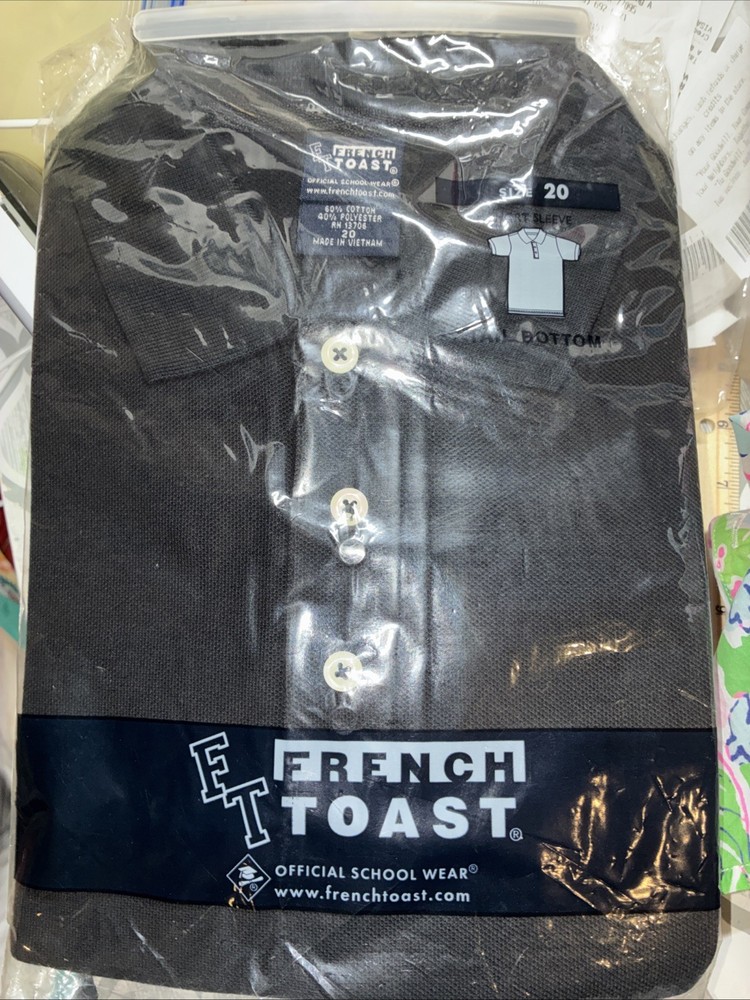 FRENCH TOAST School Uniform Boys SIZE 20 Short Sleeve Polo Shirt Black