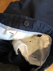 Lands End Navy Blue Flat Front School Uniform Shorts Size 18S Adjustable Waist