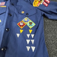 Boy Scouts Of America Shirt Boys 14 Blue Uniform Polycotton Patches Long Sleeve