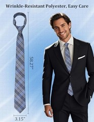 Striped Ties for Men 3.15″ Classic Plaid Pattern Mens Necktie for Blue Black