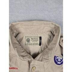 Boy Scouts of America Shirt Youth L Tan Vented Short Sleeve Patches Las Vegas