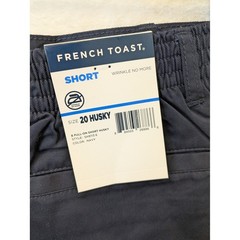 French Toast Boys Navy Blue Pull-On Husky School Uniform Shorts Size 20 SH9113 E