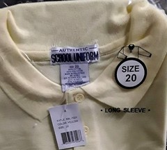 Authentic School Uniform Boys Long Sleeve Polo Shirt, Yellow Size 20