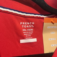 French Toast Polo Short Unisex XXL (18/20) Red Uniform Button Pique Polo