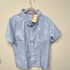 French Toast Boys Blue Uniform Shirt XL Short Sleeve Button-Up Pockets Solid