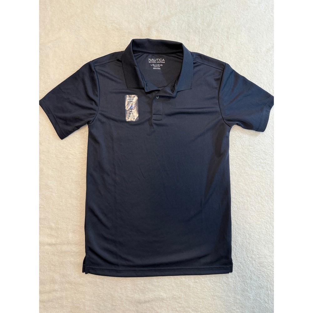 Nautica Boys School Uniform Performance Polo Shirt Navy Blue L 14/16 N881605E
