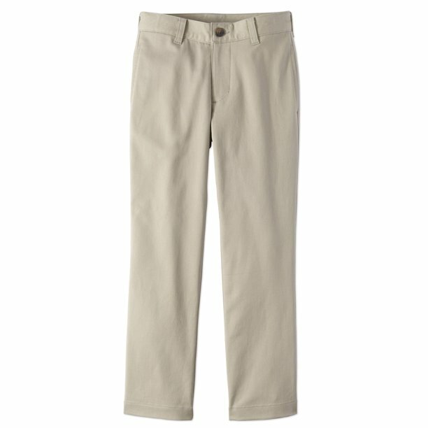 Wonder Nation Pants Boys Size 5 Khaki Uniform Stretch Twill Flat Front –E1–