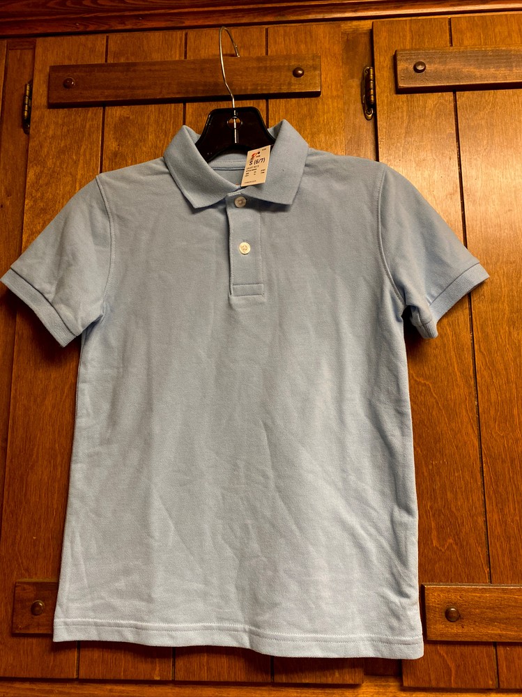 New Light Blue Polo Size 6-7 Short Sleeve Shirt School Uniform Cat & Jack