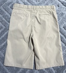 Lands End School Uniform Flat Front Zip Pocket Khaki Adj Waist Shorts Boys 14-15