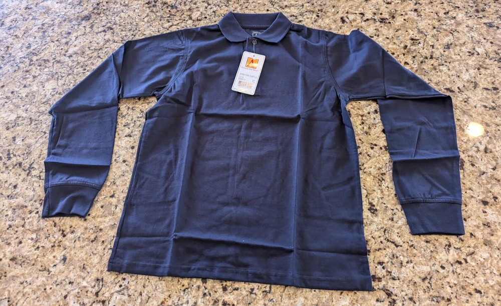 A+ Kids Jersey Knit Long Sleeve Shirt School Uniform Navy Blue size Youth L
