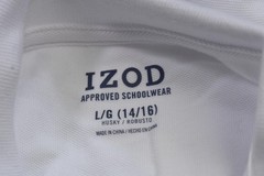 IZOD Approved Schoolwear Shirt Boys 14/16 Large White Uniform Polo Husky Stretch