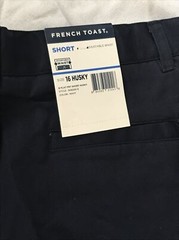 French Toast Uniform Khaki Navy Boys Flat Front Short Size 16 Husky Adjustable
