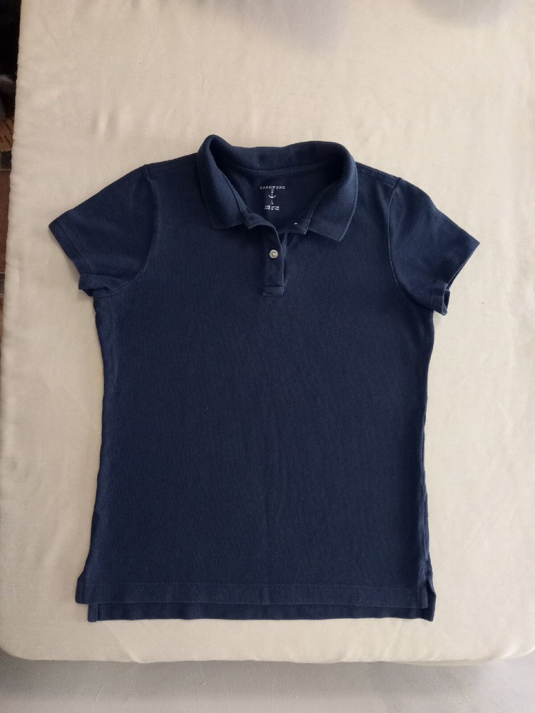Land’s End Boy’s Uniform Navy Blue Short Sleeve Polo Size 14 GUC