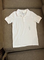 NEW Oshkosh Boys Size 8 School Uniform Polo Style Shirt Short Sleeve White